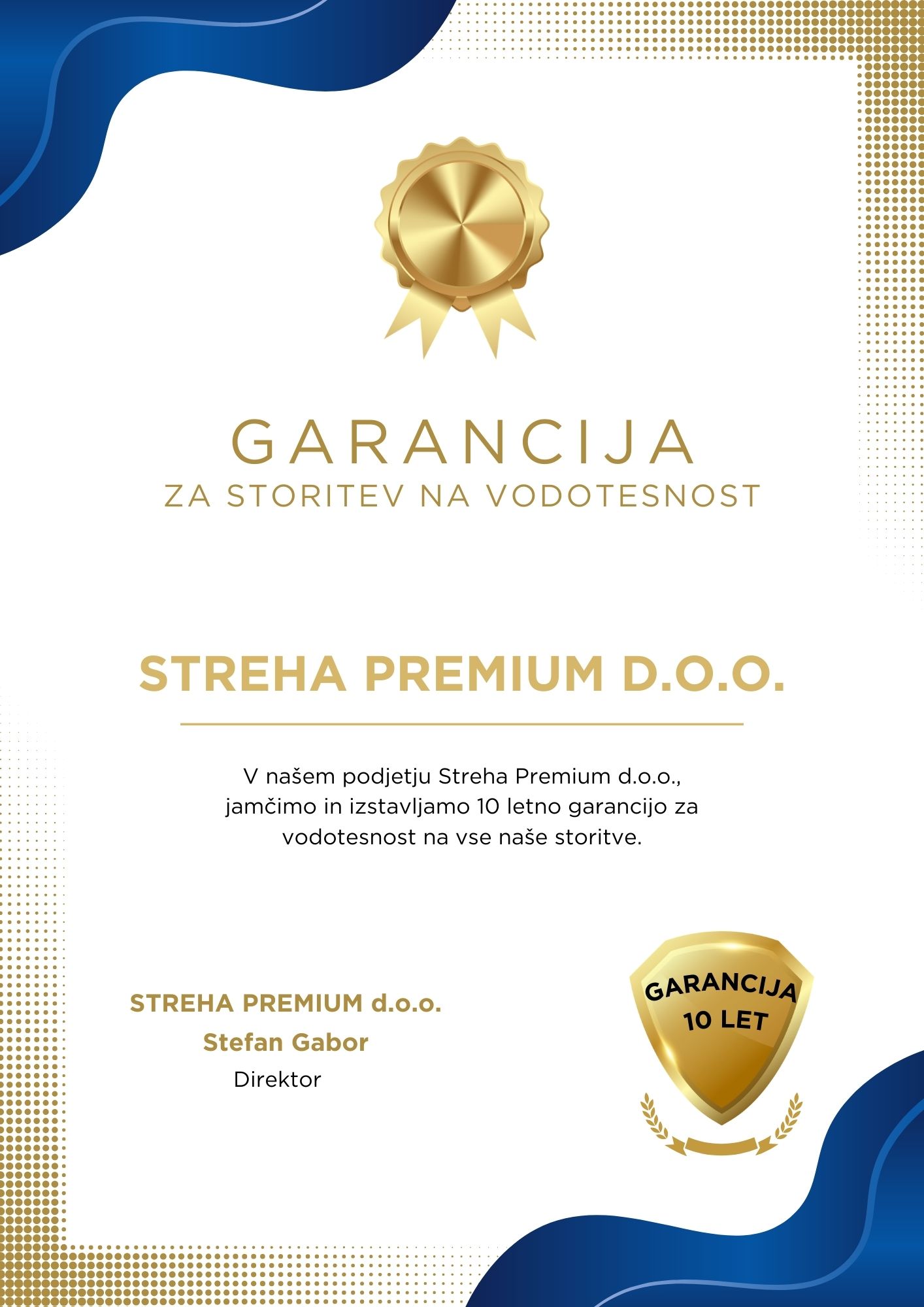 Blue And Gold Modern Certificate Of Participation